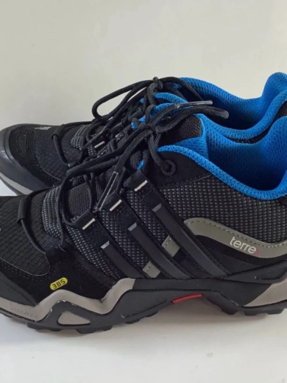 Adidas Terrex 385 Outdoor Ortholite Trail Hiking Shoes Black Blue Men 6.5